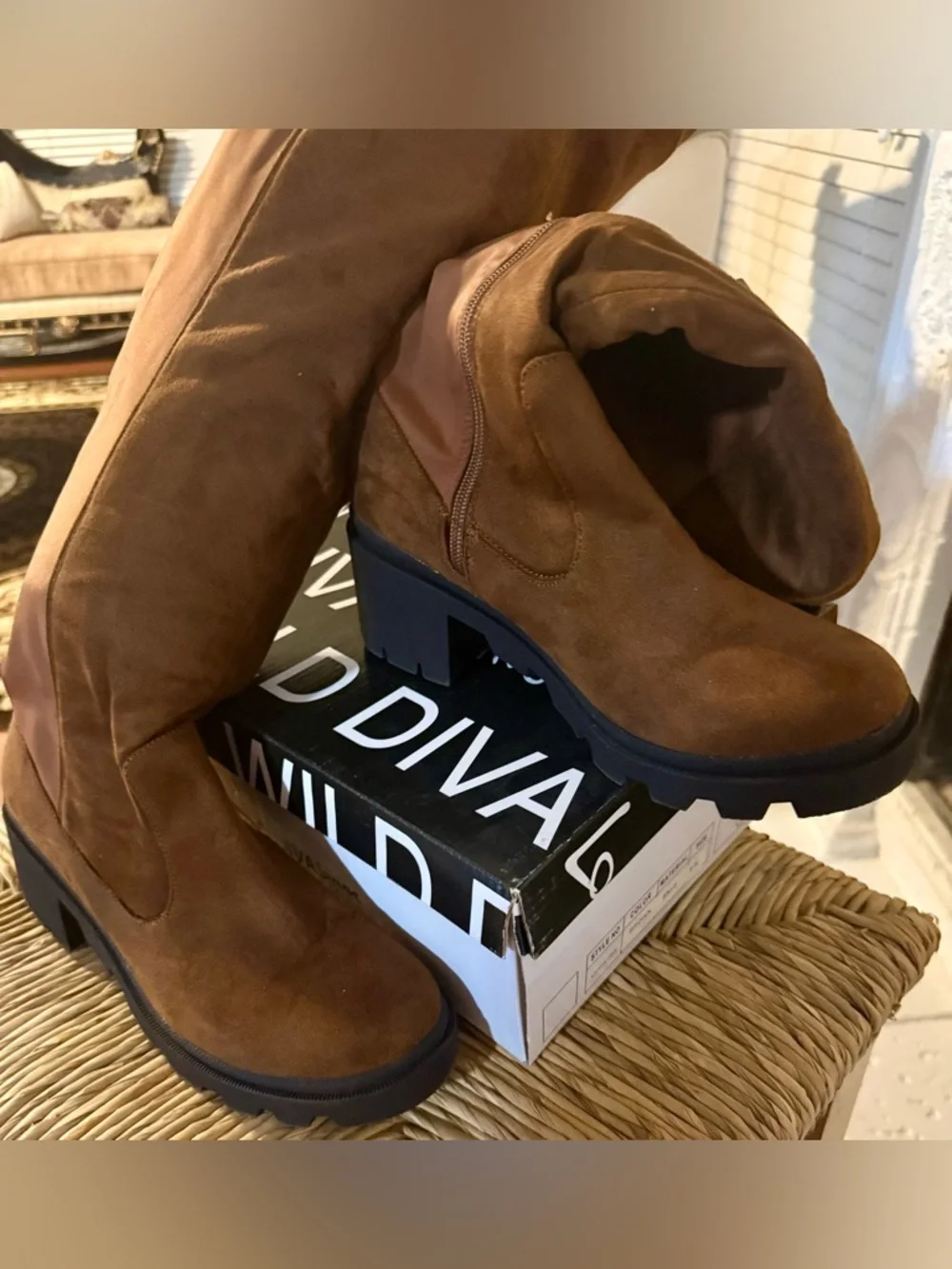 Pre-Loved Wide Calf Over-the-Knee Zip-Back Boot in Chestnut Brown